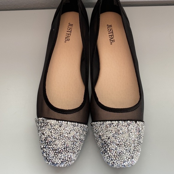 Beautiful mesh crystal flays black size 7.5 - Picture 3 of 12